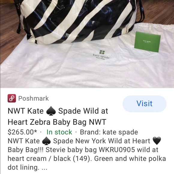 KATE♠️SPADE Baby Zebra Stevie Large New Diaper Pad Bag L EUC - Picture 16 of 16